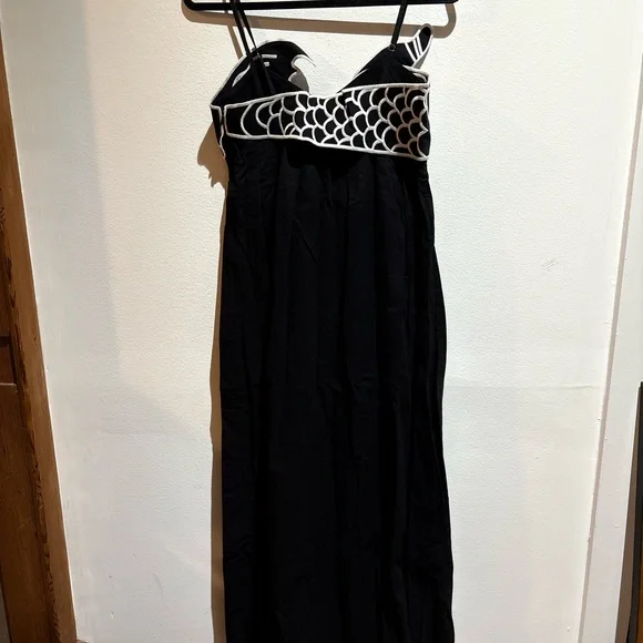 Commense Elegant Black Fish Design Maxi Dress Small NWT - Picture 4 of 6